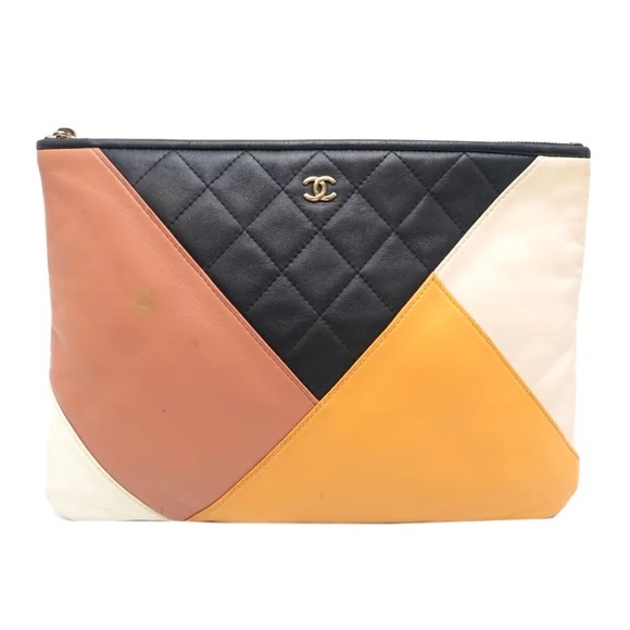 Authentic Chanel O case patchwork case Clutch - Picture 1 of 10
